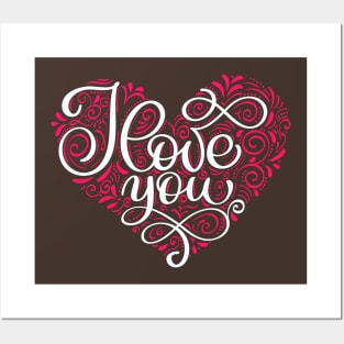 I love you Typography Heart Posters and Art